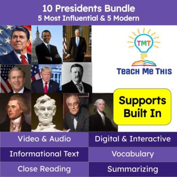 Preview of Presidents Informational Text Reading Passages and Activities Bundle