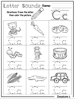 Preview of 10 Printable Alphabet Letter Sounds Worksheets. Preschool-KDG Pho