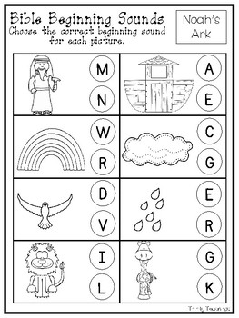 10 printable bible beginning sounds worksheets preschool kindergarten phonics