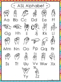 10 Printable Colored Border ASL Alphabet Wall Chart Posters.