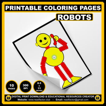 Preview of 10 Different Coloring Pages of ROBOTS