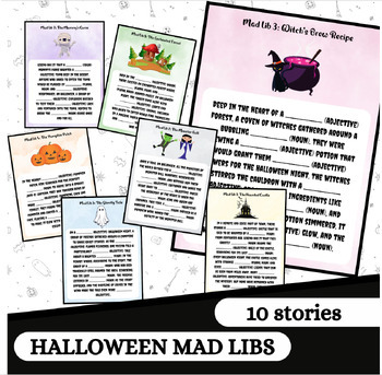 Preview of 10 Printable Halloween Storytelling Games, Printable Mad Libs