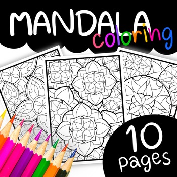 Preview of 10 Printable Mandalas Coloring Pages for Kids, Teens and Everyone