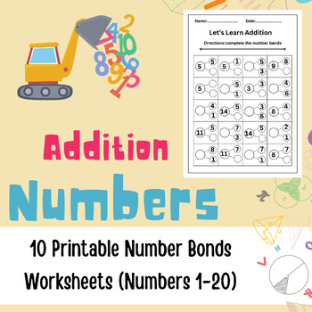 Preview of 10 Printable Number Bonds Worksheets (Numbers 1-20)