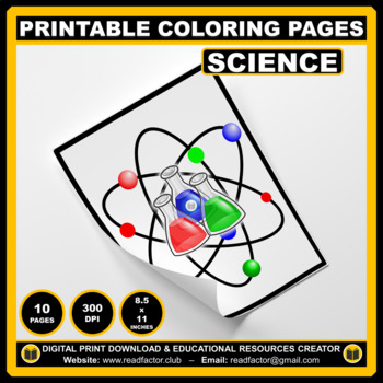 Preview of 10 Different Printable Science Coloring Pages