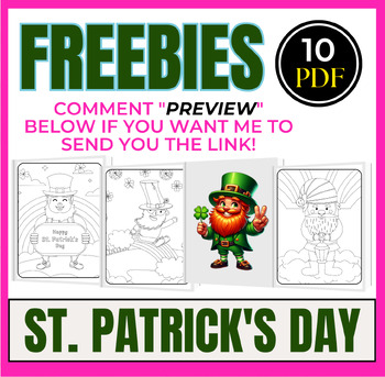 Preview of 10 Printable St Patricks Day Coloring Pages Holidays/Seasonal  ⭐⭐⭐   Freebie