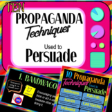10 Propaganda Techniques Mini-Unit, Secondary ELA Education, Google Slides