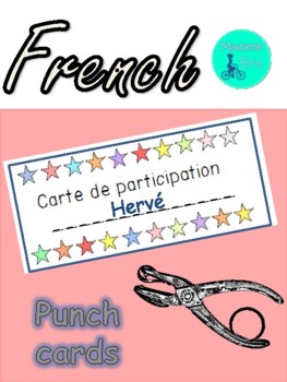 Preview of 10 Punch Cards in French (participation, responsabilité, lecture, etc.)