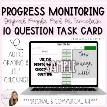 10 Question Progress Monitoring Task Card Puzzle Pixel Template