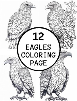 Preview of 10 Realistic Eagle Coloring Pages For Adults (coloring pages )