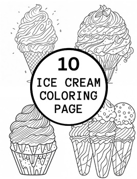 Preview of 10 Realistic IceCream Coloring Pages For Adults (coloring pages )