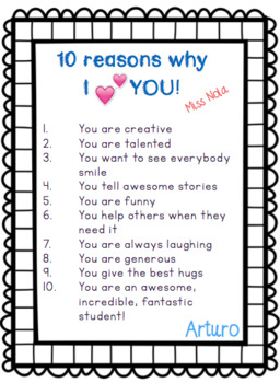 10 Reasons Why I Love You - Student Notes by Nola Alanis | TPT