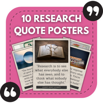 Preview of 10 Research Posters | Quotes for Library Bulletin Boards & Classroom Decor