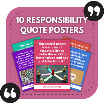 Preview of 10 Responsibility Bulletin Board Posters | Middle & High School Classroom Decor