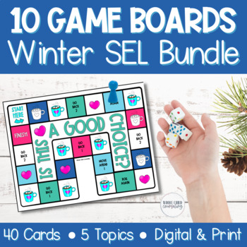 Preview of 10 Winter Social Emotional Learning Digital and Print Counseling SEL Board Games