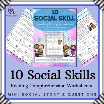 Preview of 10 SOCIAL SKILL Reading Comprehension Mini Social Narrative - Engaging Readers