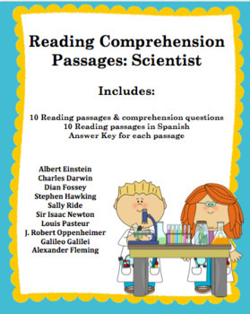 Preview of 10 Non-Fiction Scientist Reading Comprehension Passages (In Spanish Too)