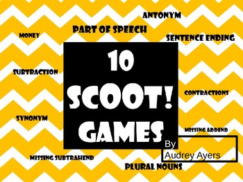 Preview of 10 Scoot Games--Addition, Subtraction, Grammar, Money, Contractions
