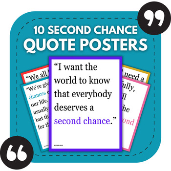 Preview of 10 Second Chances Bulletin Board Posters | Middle & High School Classroom Decor