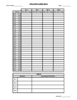 10 Second Interval Recording Sheet by Sean Blumberg | TpT