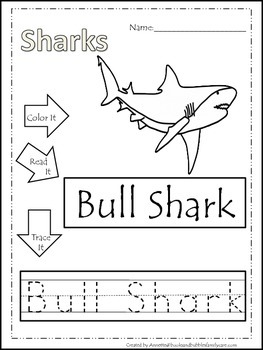 10 shark themed printable preschool worksheets color read trace