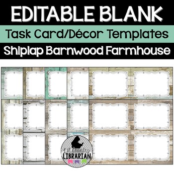 Preview of 10 Shiplap Barnwood Farm Editable Task Cards Templates PPT or Slides™
