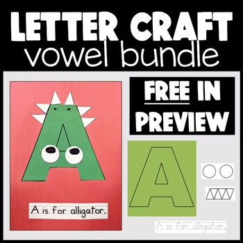 10 Short Vowel Beginning Sound Letter Crafts| A E I O U | Uppercase ...