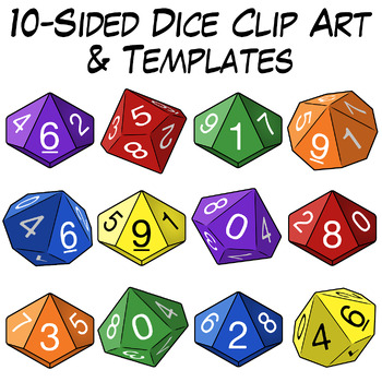 Preview of 10-Sided Dice Clip Art & Templates