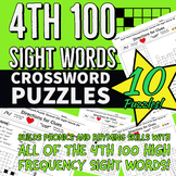 10 Sight Word Crossword Puzzles (4th 100 Sight Words)