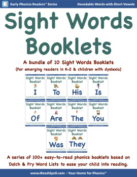 Preview of Bundle 1: Sight Word Booklets with Short Vowels(Based on Dolch & Fry Word Lists)