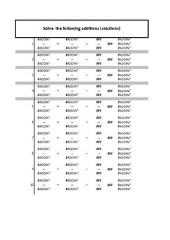 Preview of 10 Simple Fraction Additions and Subtractions with solution 2 pages A4