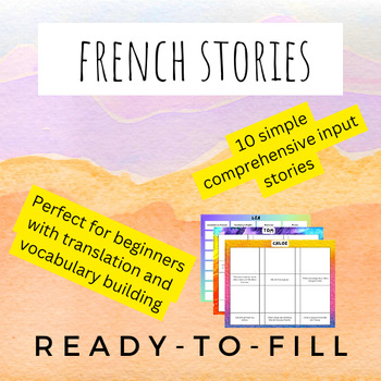 Preview of FLE 10 Simple Texts French Beginners - Vocabulary Worksheet Comprehensible Input