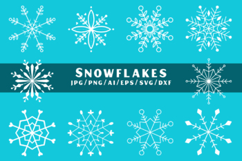 9 Unique Snowflakes, Vector Snowflakes, EPS Snowflakes, Svg Cut File,  Snowfake Cut File, Cricut, Winter Svg Snow Flakes,snowflake Cricut SVG 