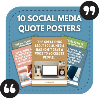 Preview of 10 Social Media Posters | Quote Posters for Bulletin Boards | Technology Decor
