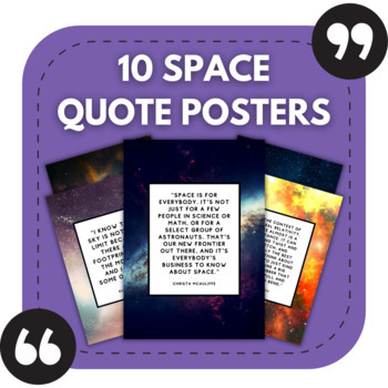 Preview of 10 Space Posters | Inspiring Quotes About Space | Science Classroom Decor