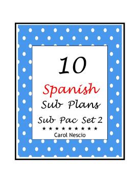 Preview of 10 Spanish Sub Plans ~ Sub Pac Set 2