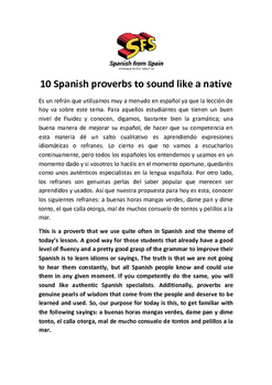 Preview of 10 Spanish proverbs to sound like a native