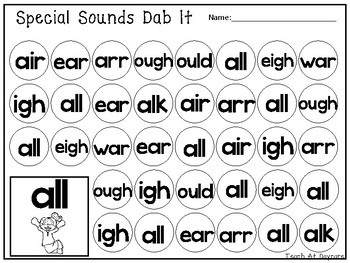 10 Special Sounds Dab It Worksheets. Kindergarten-1st Grade ELA.