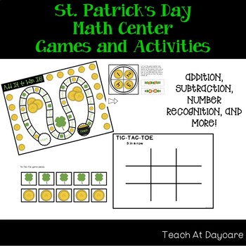 Preview of 10 St. Patrick's Day themed Kindergarten Math Center Games and Activities