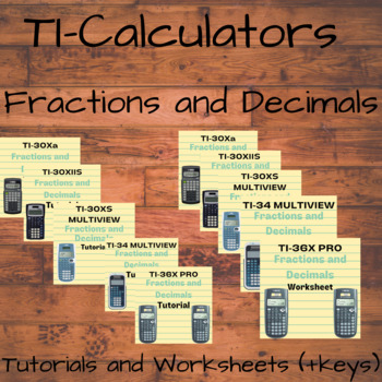 Preview of TI-Calculators - Fractions and Decimals - 10 Tutorials and Tasks (+keys)