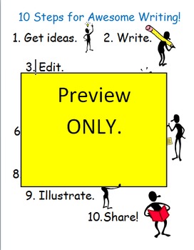 Preview of 10 Steps for Awesome Writing Poster, Writer's Workshop, Worksheet and MORE!