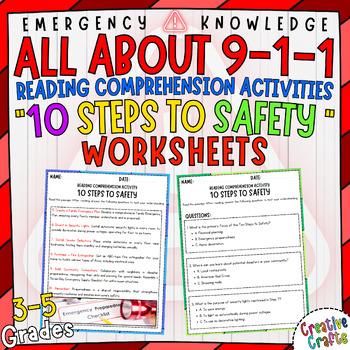 Preview of 10 Steps to Safety Emergency Guide for Kids Reading Comprehension Activity