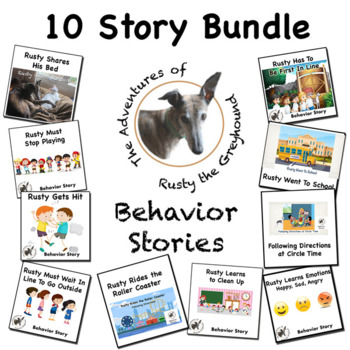 Preview of 10 Story Bundle of Rusty the Greyhound Behavior Stories