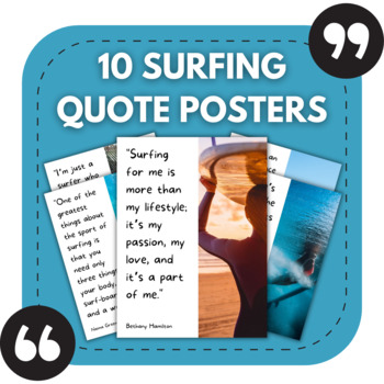 Preview of 10 Surfing Posters | Great Quotes for Sports Bulletin Boards or Surf Clubs