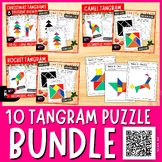 10 Tangram Math Puzzles Activities Bundle - Printable Geom