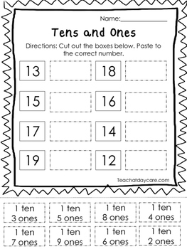10 Tens and Ones Place Value Worksheets. Kindergarten-1st ...
