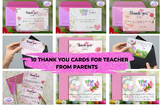 10 Thank you Card for Teacher from Parent Bundle - Editabl