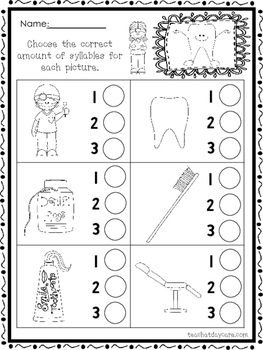 10 themed how many syllables worksheets k 1st grade