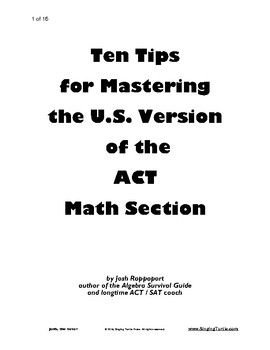 Preview of 10 Tips for Mastering the U.S. ACT Math Test
