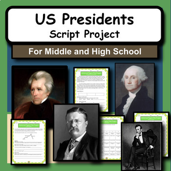 Preview of 10 US Presidents Research Activity and Script Writing Project Bundle for History